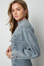 Cotton Woven Denim Dress Elegant Tie-up Solid Color