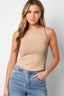 Top Sans Manches Femme En Nylon Tricoté Printemps/Été Basique Couleur Unie