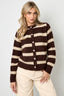 Cardigan Femme en Fibre de Polyester Tricotée Style Décontracté à Rayures