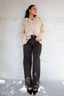Coton Tissé Pantalon Droit Femme Imprimé Léopard Automne/Hiver