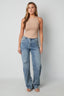 Top Sans Manches Femme En Nylon Tricoté Printemps/Été Basique Couleur Unie